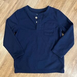 Cat & Jack Navy Long Sleeve Tee with Buttons